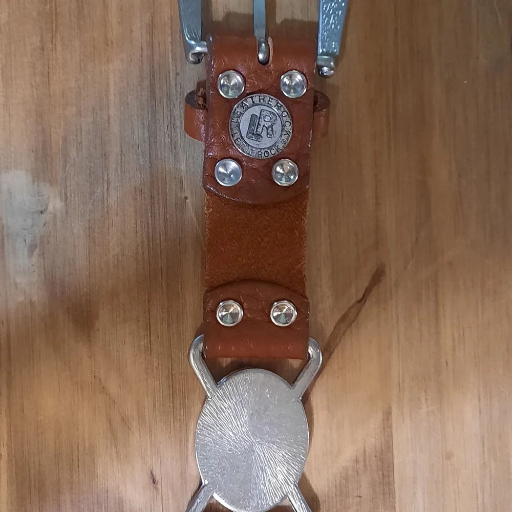 Leatherock turquoise and Brown Leather Belt - Picture 4 of 7